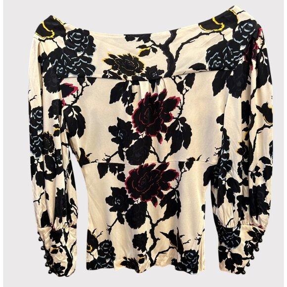 Vintage Diane Von Furstenberg Baby Doll Floral Blouse Designer Y2K Whimsigoth - Picture 4 of 8